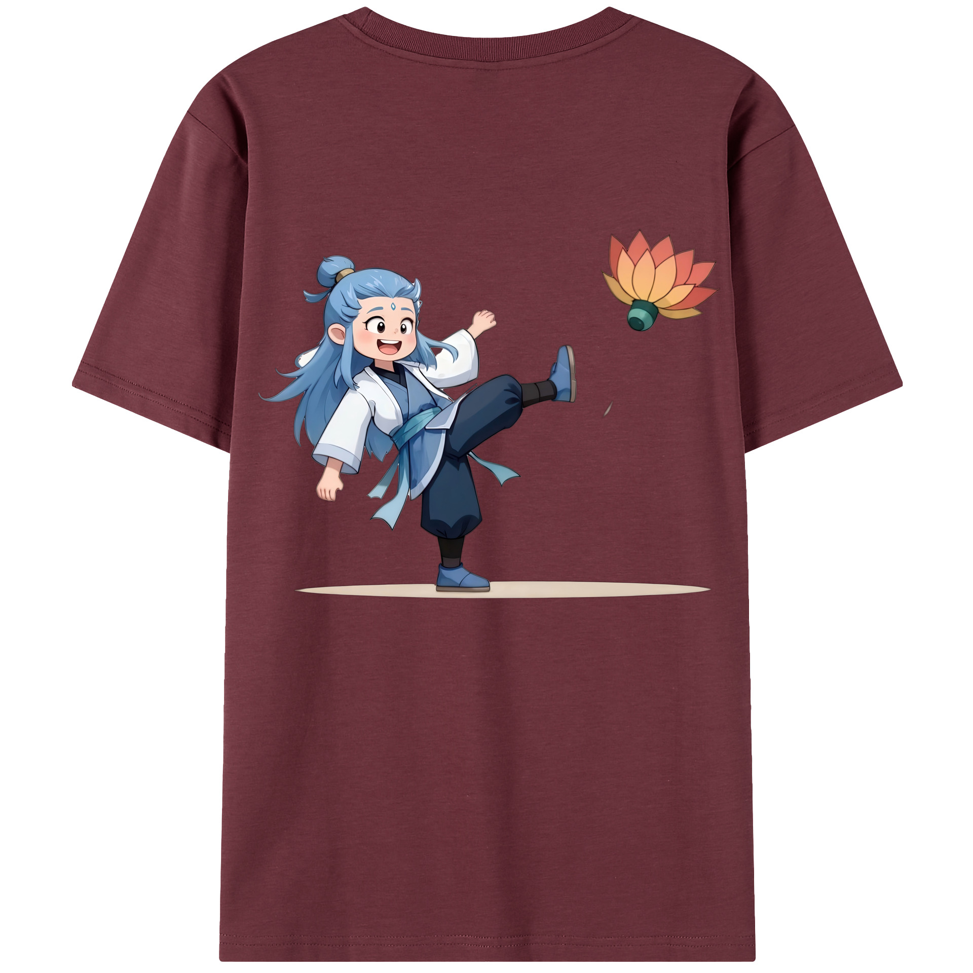 （画像用） Ne Zha 2 ナタ 魔童の大暴れ 綿100％半袖Tシャツ（背面プリント）